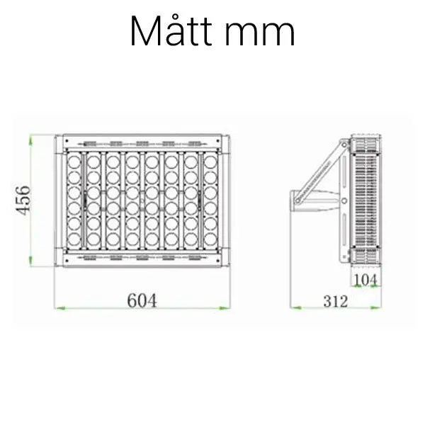LED strålkastare 400W mått